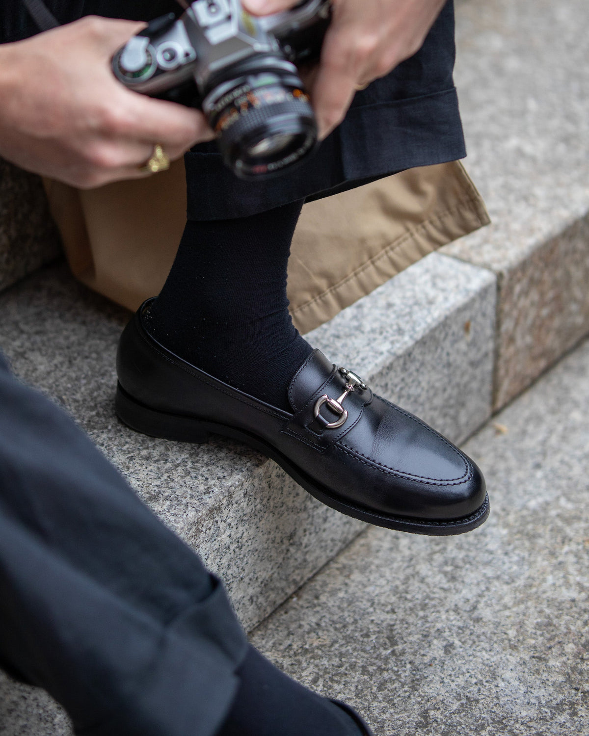 Czarne horse bit loafers Myrqvist