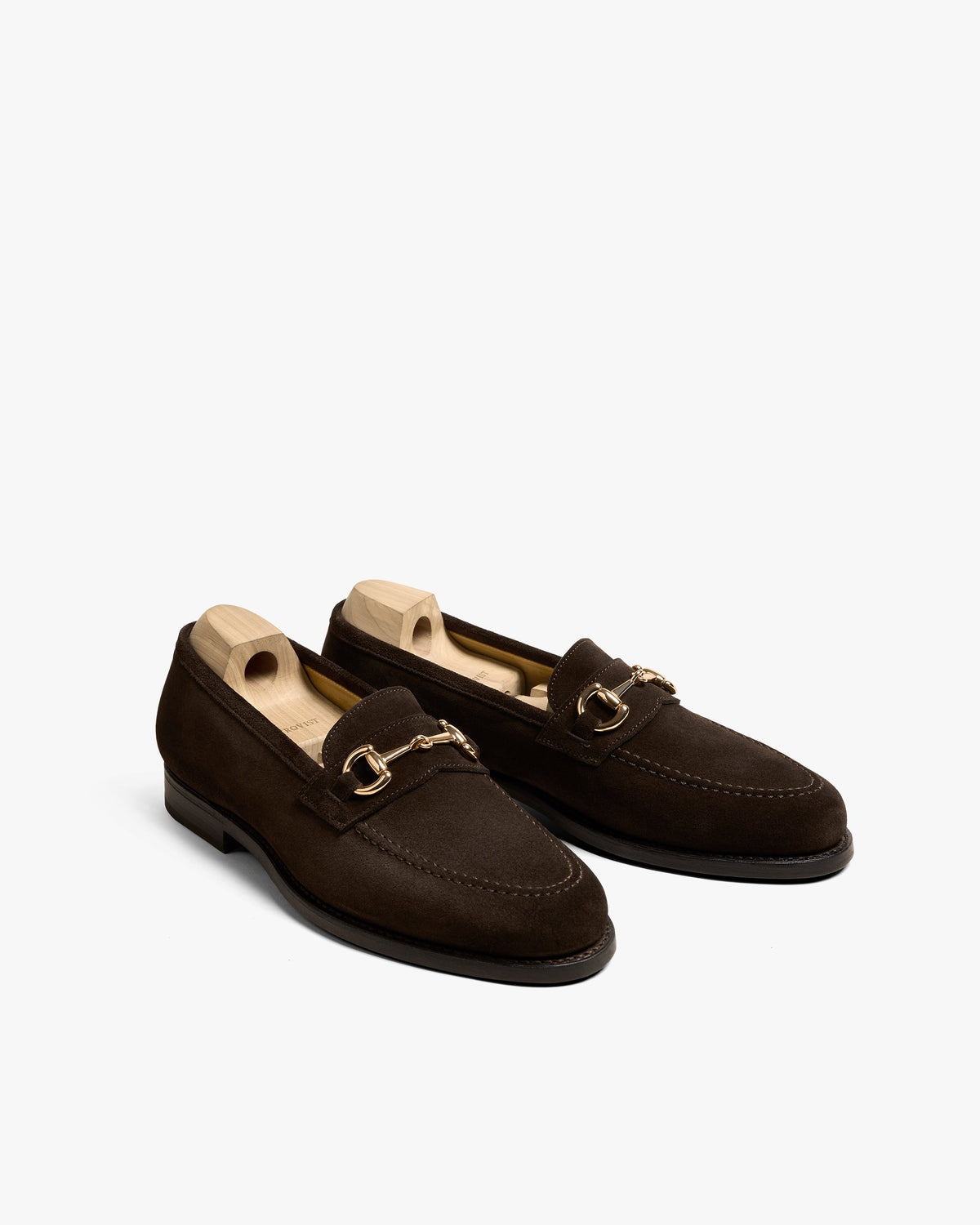 Myrqvist dark brown suede horse bit loafers
