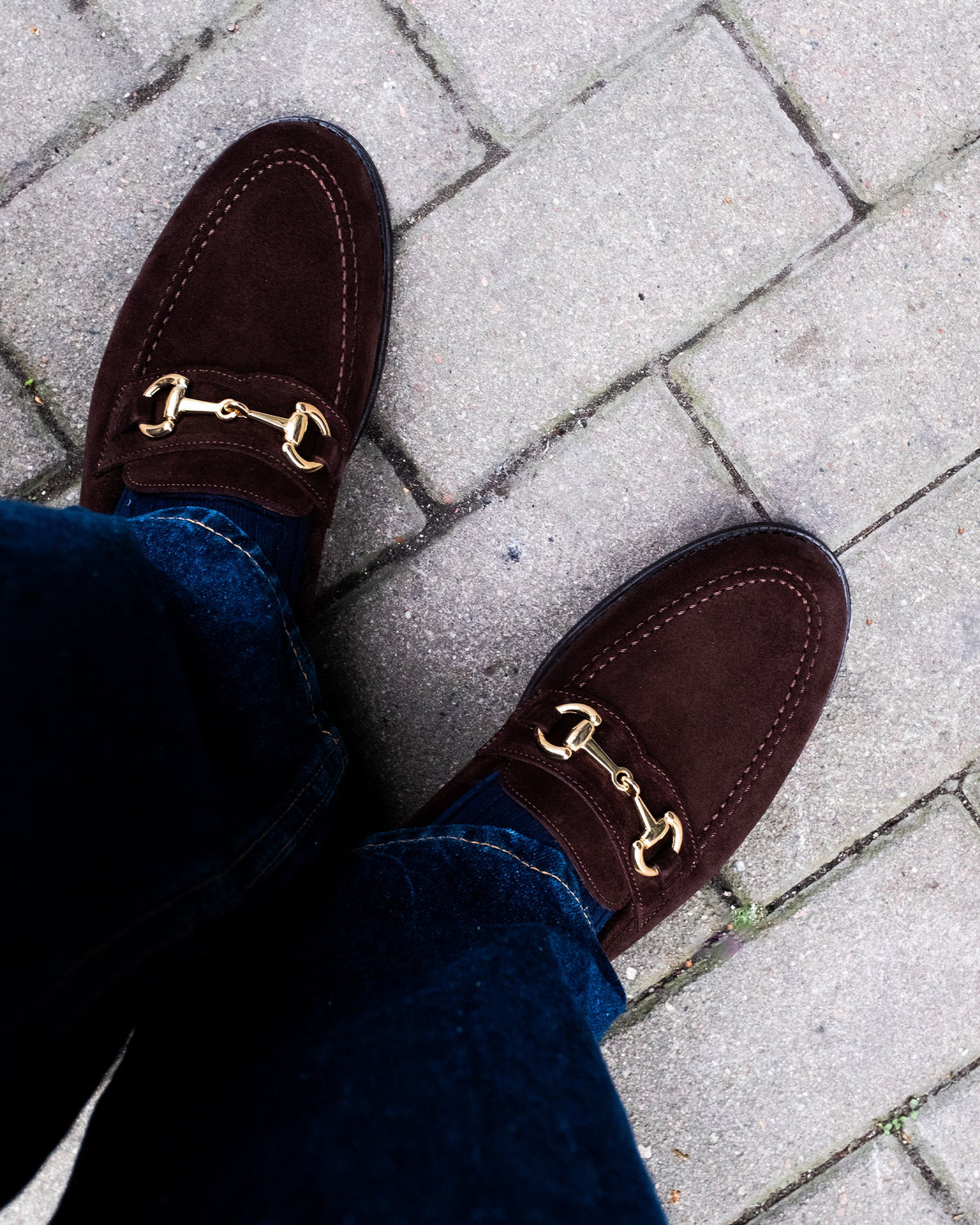 Myrqvist dark brown suede horse bit loafers