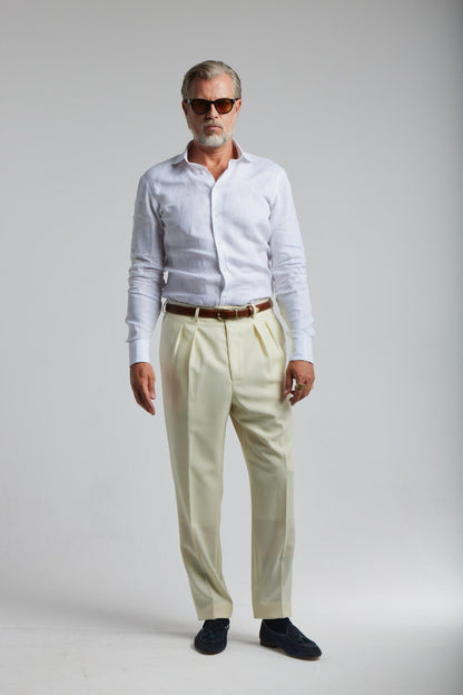 Pantalon crème 4 plis