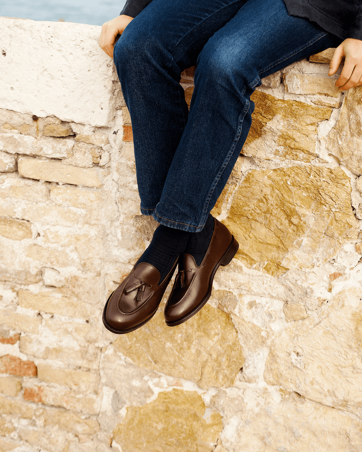 Ciemnobrązowe tassel loafers Myrqvist
