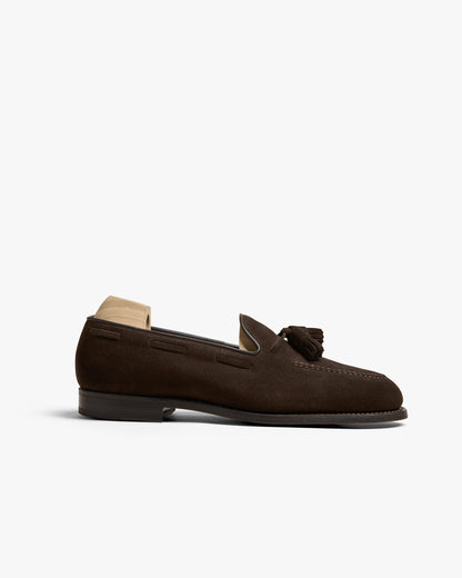 Myrqvist dark brown suede tassel loafers