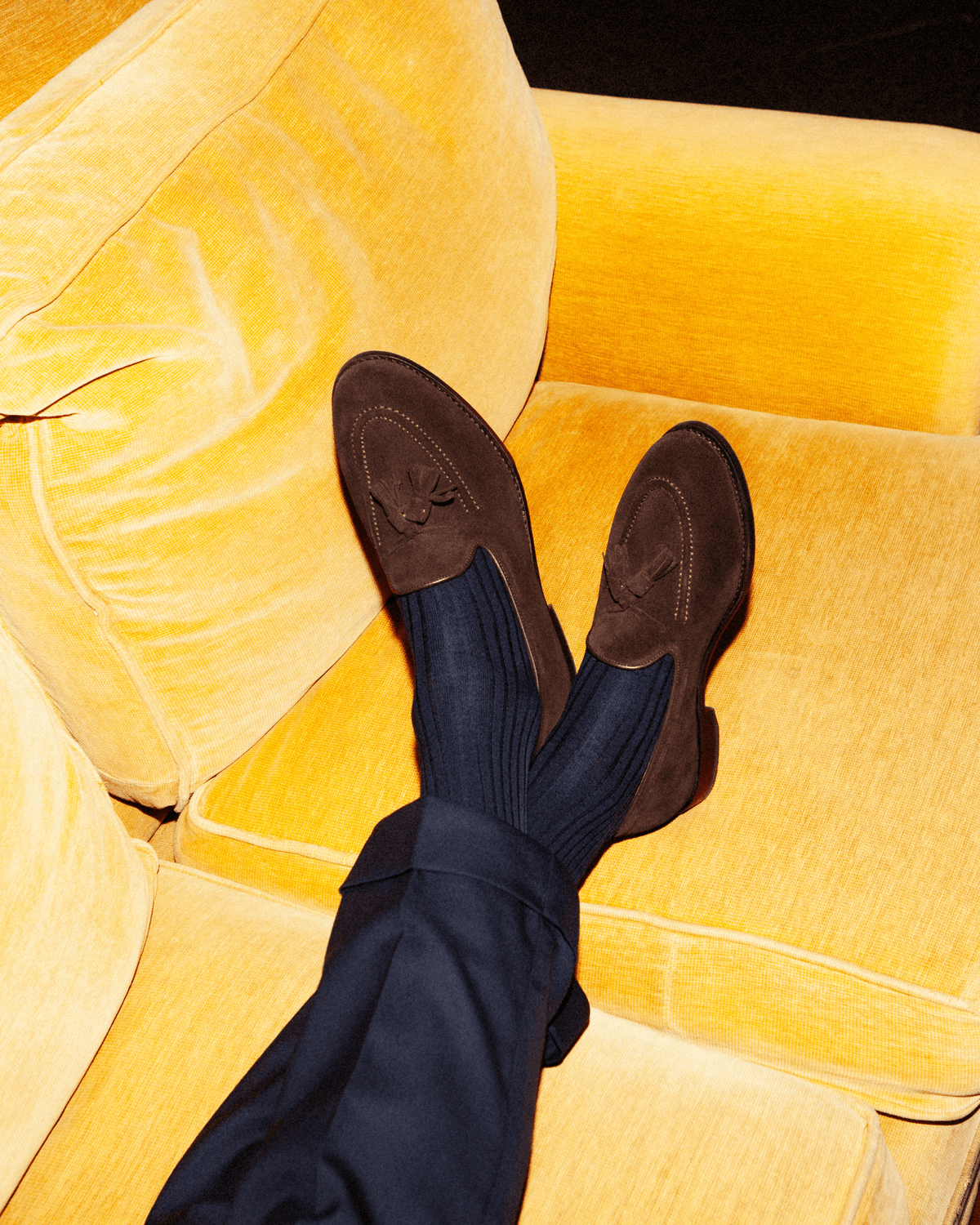 Myrqvist dark brown suede tassel loafers