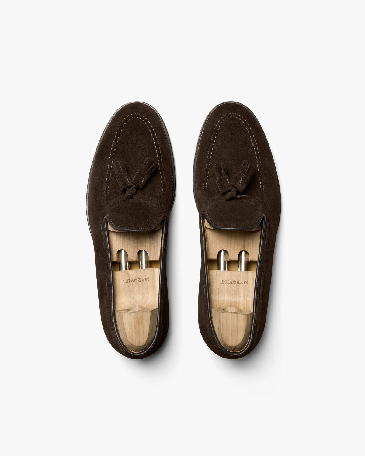 Myrqvist dark brown suede tassel loafers