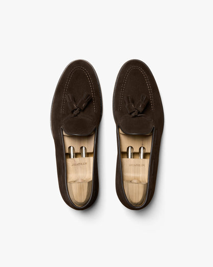 Myrqvist dark brown suede tassel loafers