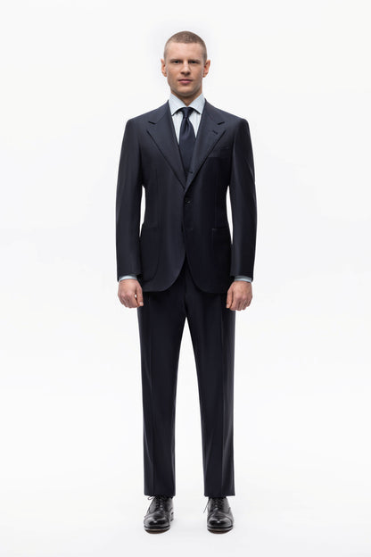 Navy blue herringbone Winter Australis wool suit