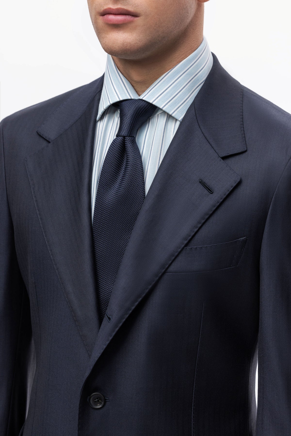 Navy blue herringbone Winter Australis wool suit