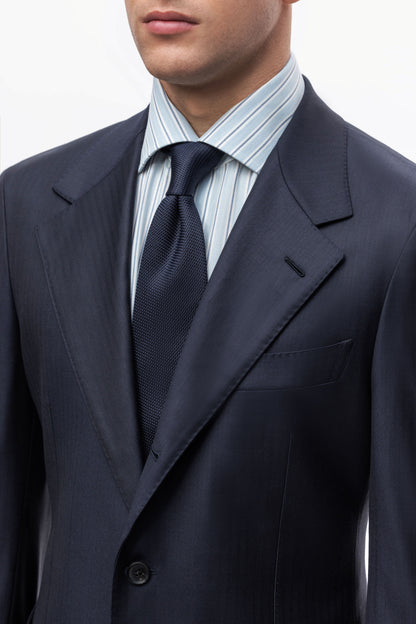 Navy blue herringbone Winter Australis wool suit
