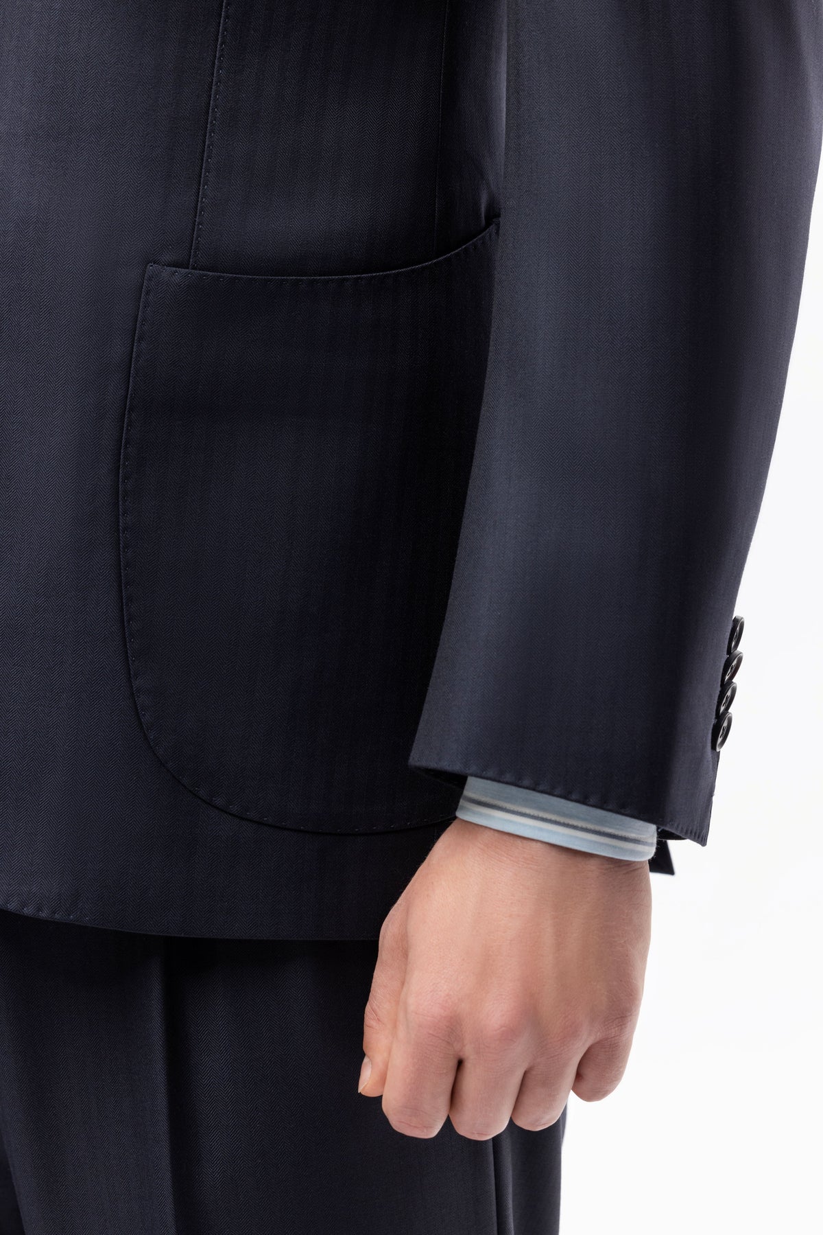 Navy blue herringbone Winter Australis wool suit