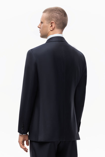 Navy blue herringbone Winter Australis wool suit
