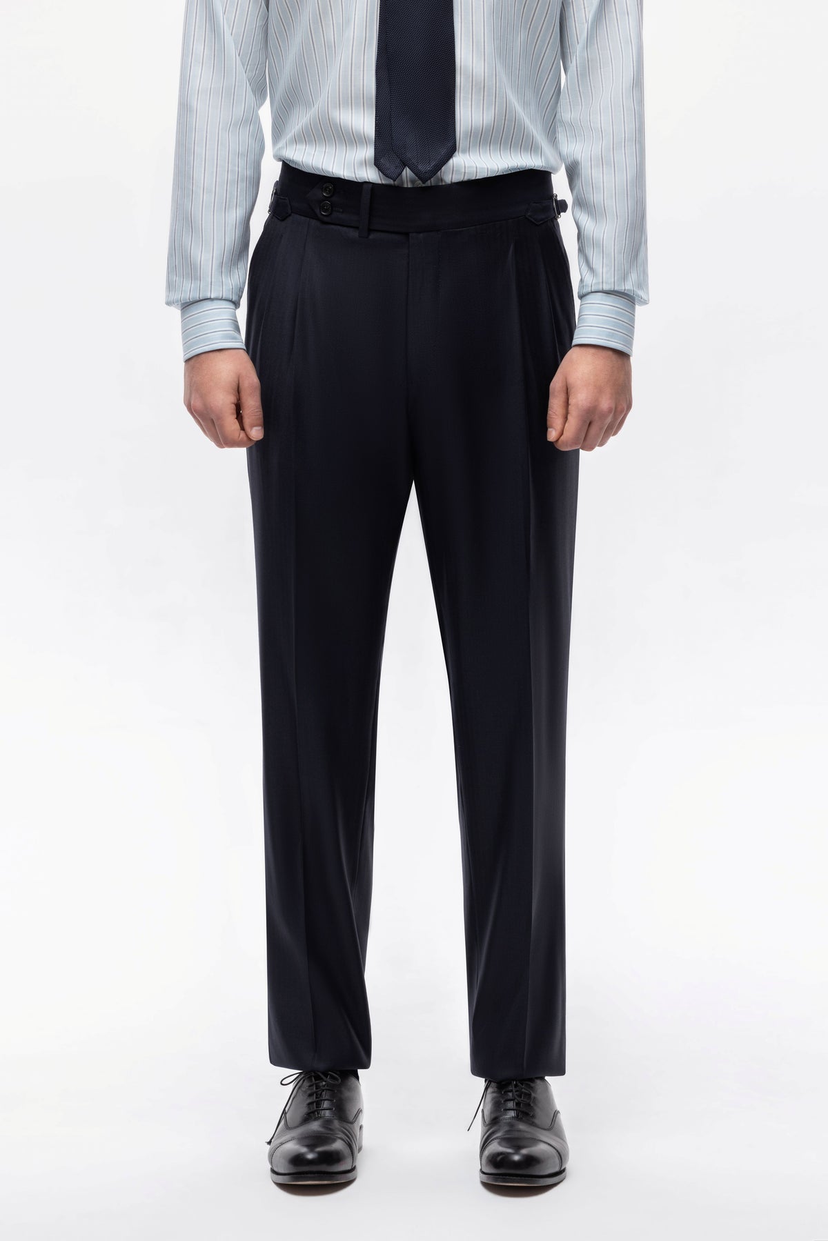 Navy blue herringbone Winter Australis wool suit