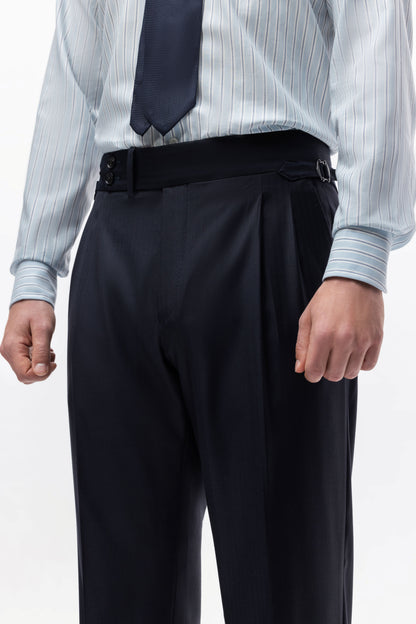 Navy blue herringbone Winter Australis wool suit