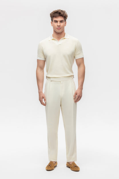 Off-white 4-ply trousers with side adjusters