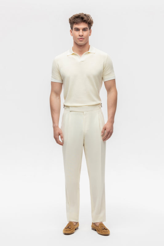 Off-white 4-ply trousers with side adjusters