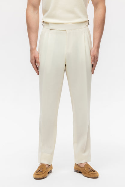 Off-white 4-ply trousers with side adjusters