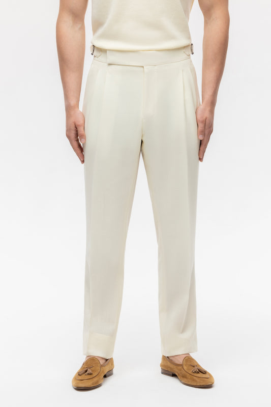 Off-white 4-ply trousers with side adjusters