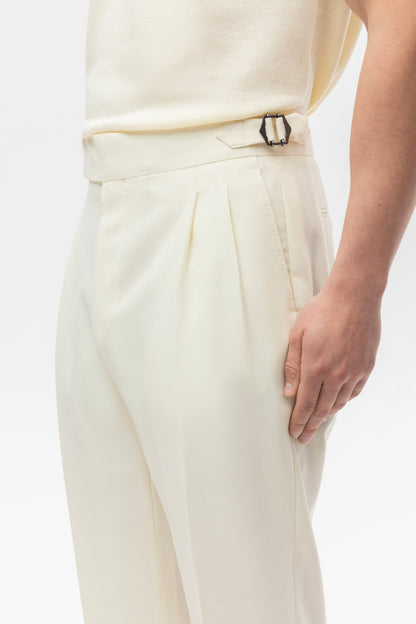 Off-white 4-ply trousers with side adjusters