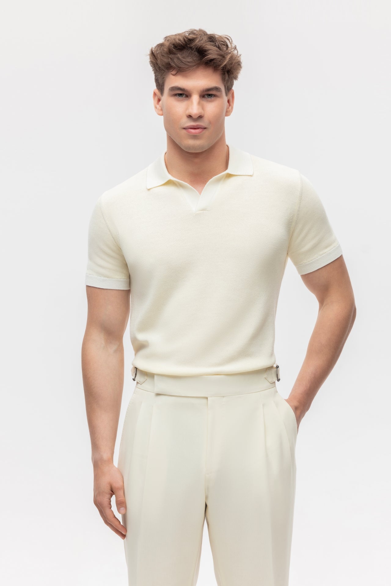 Off-white 4-ply trousers with side adjusters
