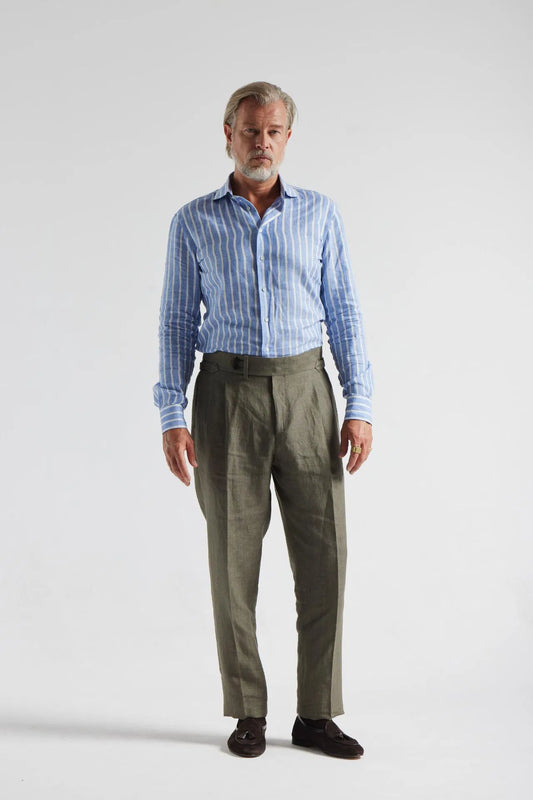 Pantalon en lin olive