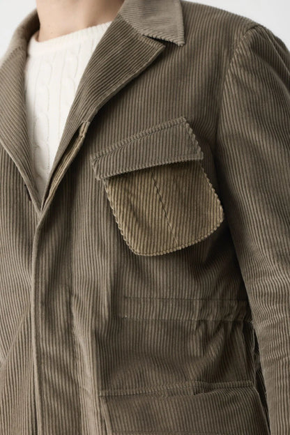 Veste jungle en velours côtelé vert olive