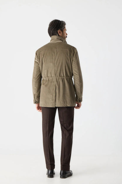 Veste jungle en velours côtelé vert olive