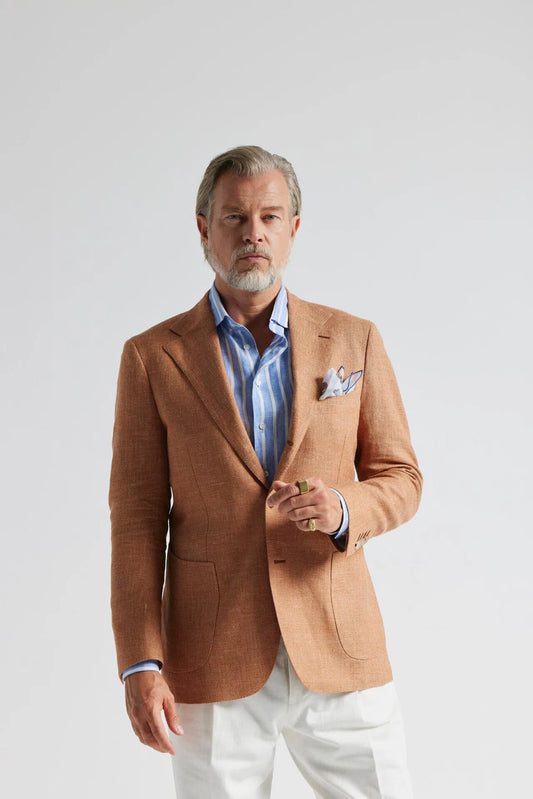 Veste orange en laine/lin