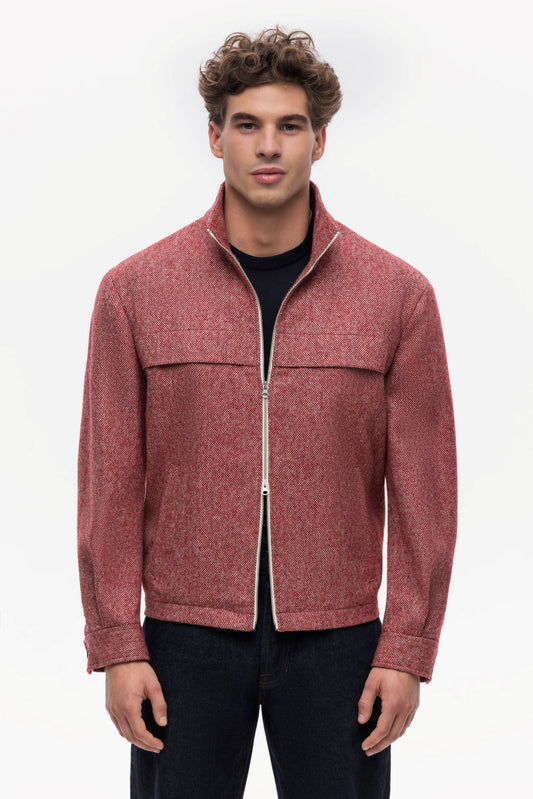 Raspberry Donegal tweed short jacket