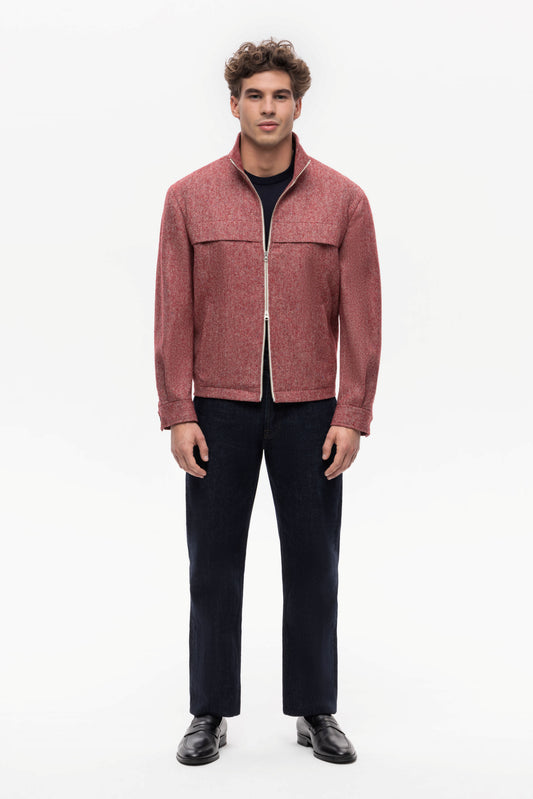 Raspberry Donegal tweed short jacket