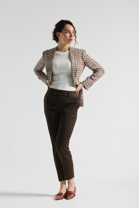 Veste à carreaux marron rouille Ferla