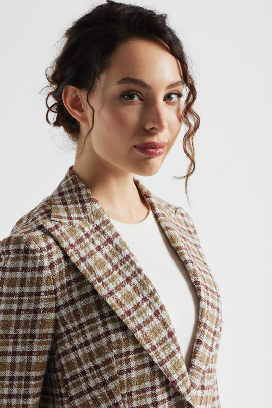 Veste à carreaux marron rouille Ferla