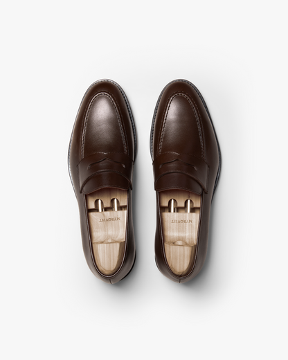 Ciemnobrązowe penny loafers Myrqvist