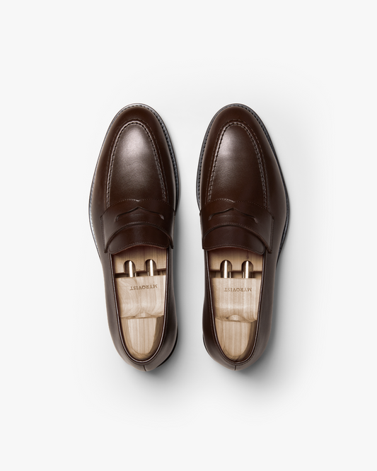 Ciemnobrązowe penny loafers Myrqvist