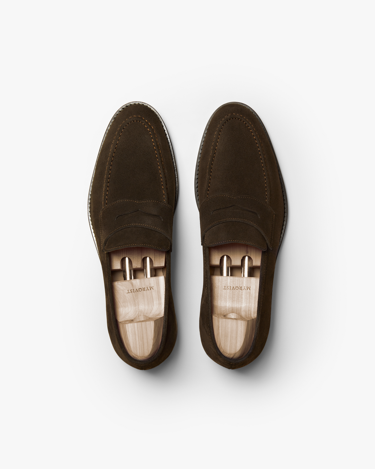 Myrqvist dark brown suede penny loafers