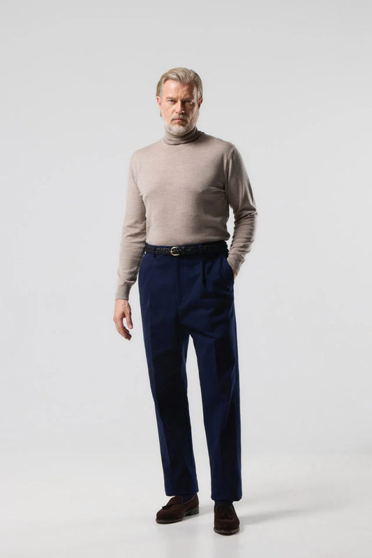 Pantalon en sergé de coton bleu marine