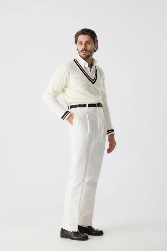 Pantalon en sergé de coton blanc