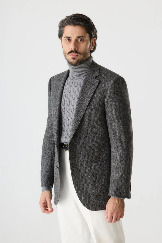 Veste en tweed à chevrons Gray Moon