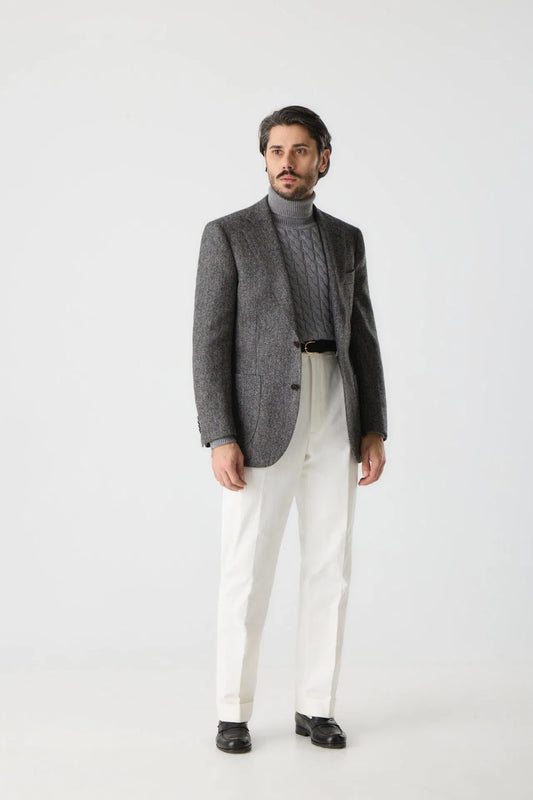 Veste en tweed à chevrons Gray Moon