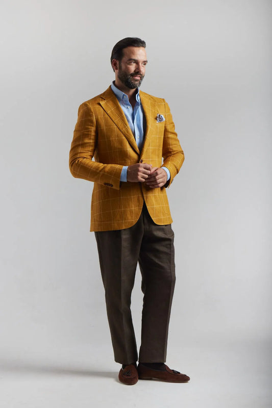 Veste en lin à carreaux jaunes