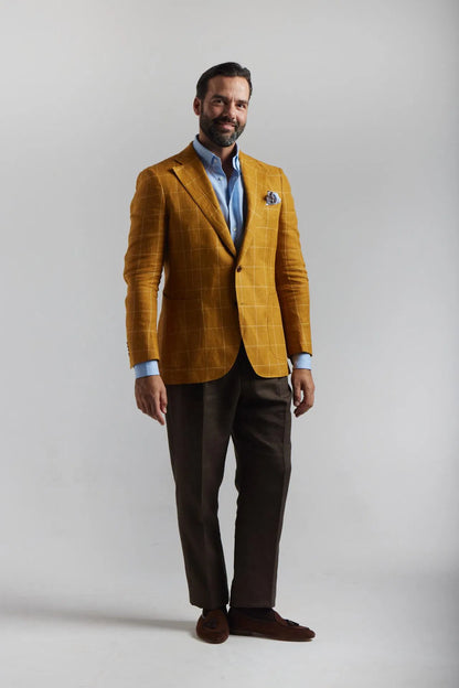 Veste en lin à carreaux jaunes