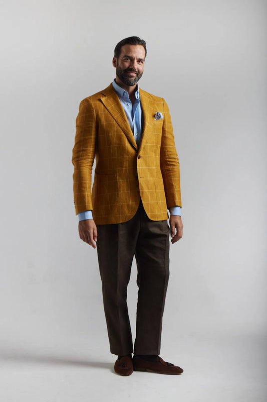 Veste en lin à carreaux jaunes