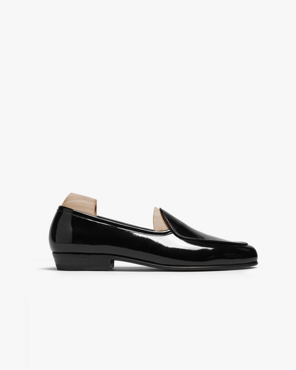 Myrqvist black patent leather Belgian loafers