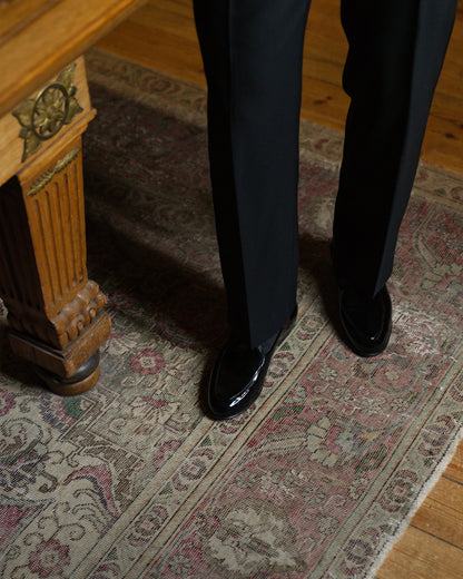 Myrqvist black patent leather Belgian loafers