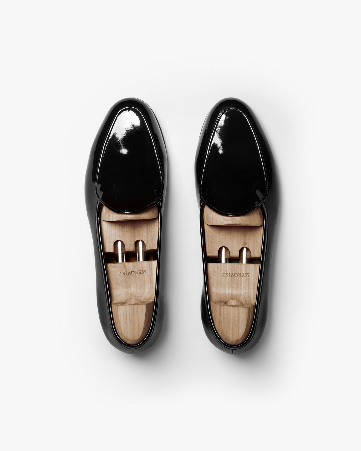 Myrqvist black patent leather Belgian loafers