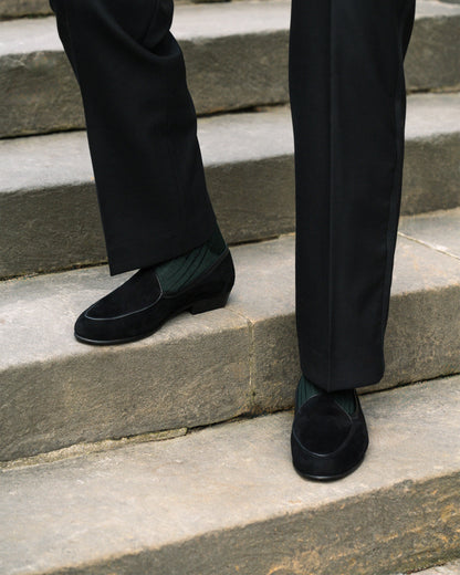 Myrqvist black suede Belgian loafers