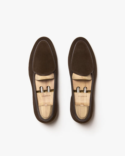 Myrqvist dark brown suede Belgian loafers