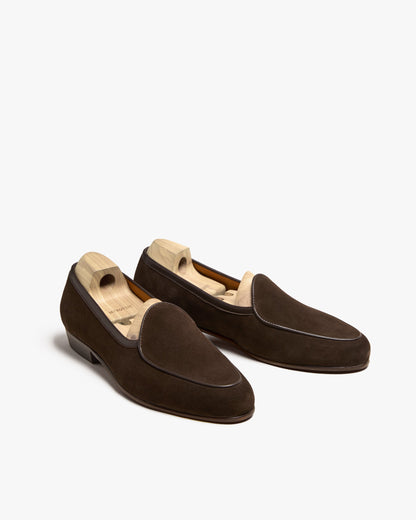 Myrqvist dark brown suede Belgian loafers