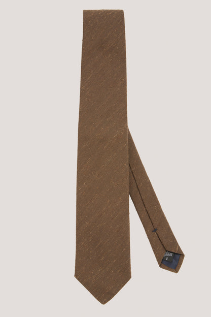 Brown cotton-silk shantung tie