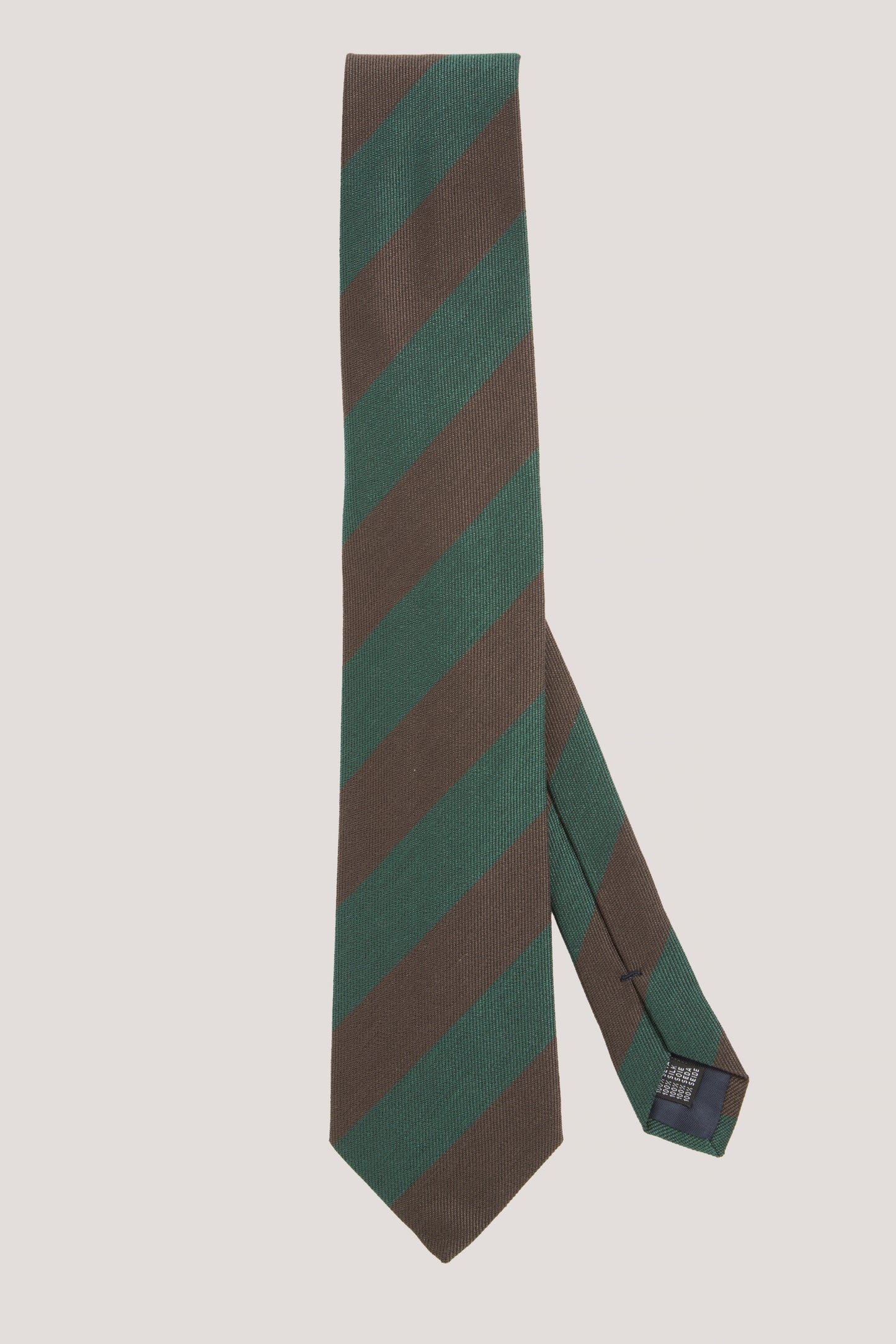Brown and green silk regimental tie