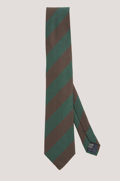 Brown and green silk regimental tie
