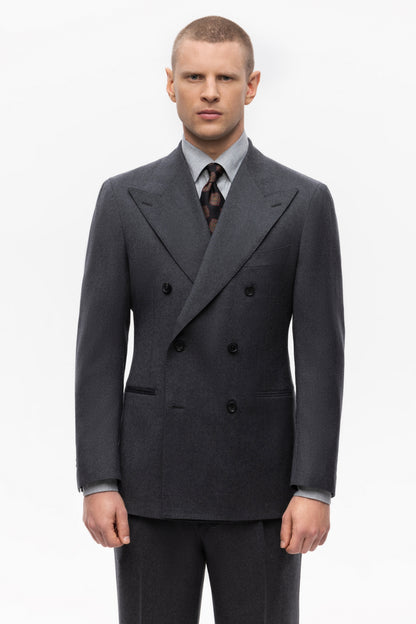 Dark grey double-breasted Reda flannel jacket